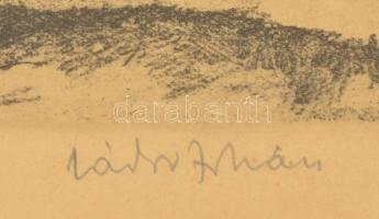 Zádor István (1882-1963): Jászsági szélmalmok. Rézkarc, papír, jelzett, üvegezett keretben, 24×33 cm