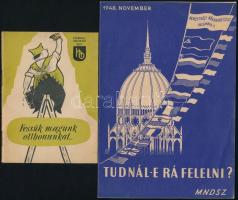 cca 1948 Vegyes porspektus tétel, 4 db:  cca 1940-1950 Fővárosi Háztartási Bolt - Fessük magunk otthonunkat!, prospektus. 1948 Magyar Nők Demokratikus Szövetsége (MNDSZ) 2 prospektusa. cca 1970 Videoton TA 2153 Favorit/ TA 2152 Favorit Duplex/2151 Favorit Precolor prospektus.