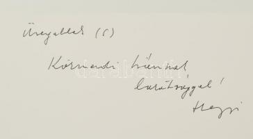 Hegyi György (1922-2001): Üvegablak. Szitanyomat, papír, jelzett, üdvözlő sorokkal, 41×53 cm