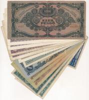 13db-os vegyes bankjegy tétel, ebből 12db magyar pengő, és 1db német szükségpénz T:III