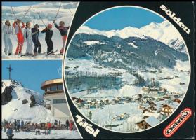 Úszók aláírása edzőtáborból hazaküldött képeslapon, Kiss László, Wladár Sándor, stb