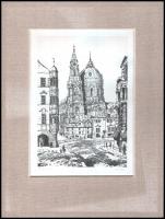 Azonosítatlan jelzéssel: Bécsi látkép. Litográfia, papír. 16x24 cm Paszpartuban