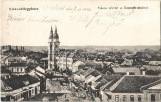 Kiskunfélegyháza, látkép a Kossuth utcával, üzletek (EK)