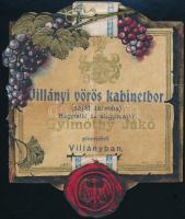 Villányi vörös kabinetbor Nagyréthi és kisgyimóthi Gyimóthy Jákó Villány litho címke kis gyűrődéssel