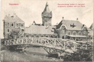 Hajmáskér, Parancsnoksági épület tó részlettel, híd. Szélessy Mihály kiadása (fl)