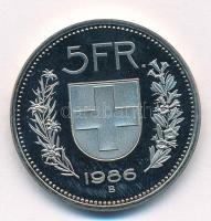 Svájc 1986B 5Fr Cu-Ni T:1- (PP) patina Switzerland 1986B 5 Francs Cu-Ni C:AU (PP) patina  Krause KM#40a.3