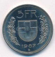 Svájc 1987B 5Fr Cu-Ni T:1- (PP)  Switzerland 1987B 5 Francs Cu-Ni C:AU (PP)  Krause KM#40a.3