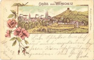 1908 Versec, Werschetz, Vrsac; Art. Anst. J. E. Kirchner Art Nouveau, floral, litho (EK)
