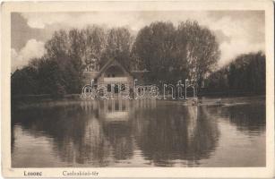 Losonc, Lucenec; Csolnakázó tér. Redlinger Ignác kiadása / lake, boats