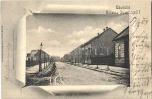 1904 Balassagyarmat, Otthontelep és indóház, vasútállomás télen. Halyák István kiadása