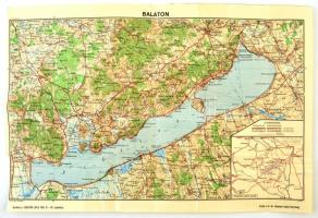 1935 Balaton, Turisták Lapja 1935. VI.-VII. sz. melléklete, kiadja: M. Kir. Balatoni Intéző Bizottság, a szélen kis hiánnyal, hajtásnyomokkal, 29x44 cm.