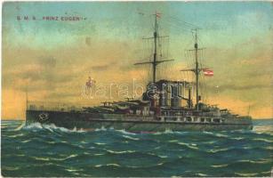 SMS Prinz Eugen az Osztrák-Magyar Haditengerészet Tegetthoff-osztályú csatahajója / K.u.K. Kriegsmarine / WWI Austro-Hungarian Navy SMS Prinz Eugen dreadnought battleship. Druck u. Verlag M. Schulz (fl)