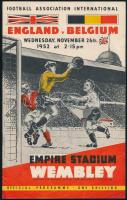 1952 Anglia-Belgium labdarúgó mérkőzés, Wembley Stadion, 1952. nov. 26., angol nyelvű programfüzet.