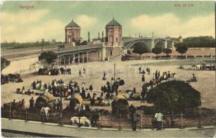 1908 Szeged, Közúti híd, piaci árusok. L. & P. 2404. (EK)