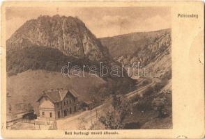 Petrozsény, Petrosani; Boli barlang vasútállomás. Herz Henrik kiadása 1909 / Pestera Bolii railway station (EK)