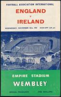 1954 Anglia-Írország labdarúgó mérkőzés, Wembley Stadion, 1959. nov. 18., angol nyelvű programfüzet.