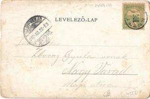 1902 Jókút, Kutti, Kúty; templom, Steiner vendégfogadó / church, restaurant (szakadás / tear)