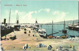 Trieste, Molo San Carlo / port, ships (worn corners)