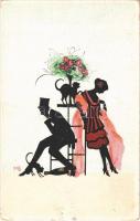 Couple, silhouette art postcard s: Manni Grosze (EK)