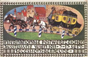 1911 Wien, Internationale Postwertzeichen Ausstellung, Secessionsgebaeude / International postage stamp exhibition in Vienna. Philately Art Nouveau postcard. So. Stpl s: Erwin Puchinger (EK)