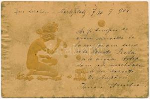 1901 Embossed Art Nouveau postcard with lady, M. M. Vienne, unsigned Raphael Kirchner (wet damage)