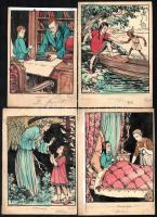 Márton Lajos (1831-1953): Illusztrációk (28 db). Tus-akvarell, papír, jelzett, 10×15-22×17 cm