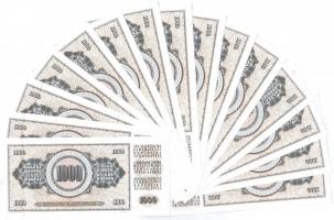 Jugoszlávia 1978. 1000D (15x) sorszámkövetők, valamint mindegyiken nyomdahiba "GUVERNE" T:...