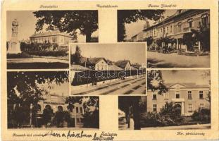 1942 Hatvan, Postaépület, vasútállomás, Ferenc József tér, Kossuth téri részlet, kir. járásbíróság (enyhén ázott sarok / slightly wet corner)