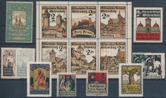 Németország 1900-1930 Szudéta német segélyalap 16 db levélzáró, közte kisív