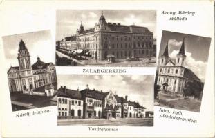 1938 Zalaegerszeg, Arany Bárány szálloda, Károly templom, római katolikus plébánia, vasútállomás (EK)