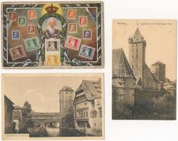 5 db RÉGI német képeslap 5 Pf bérmentesítéssel / 5 pre-1945 German postcards: Nürnberg, Kurort Wörishofen, Salondampfer Lindau, Luitpold, Prince Regent of Bavaria