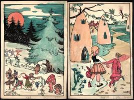 Andor Loránt (1906-1966): Illusztráció (11db). Tus-akvarell, papír, jelzett, 7×17-22×14 cm