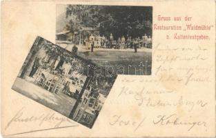1898 Kaltenleutgeben, Restauration Waldmühle / restaurant, railway station, waiters and guests (fl)