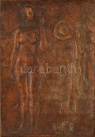 Czinder Antal (1937-): Női akt (Villon idézettel). Bronz falikép, jelzett, 27×18,5 cm