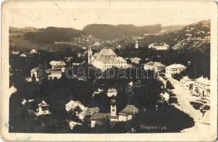 Hegybánya, Pjerg, Piarg, Siegelsberg, Stiavnické Bane (Selmecbánya, Banská Stiavnica); látkép, templomok / general view, churches. photo (fl)