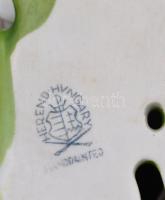 Herendi rózsaszín porcelán rózsa, kézzel festett, jelzett, apró lepattanással, 16×10 cm