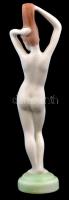 Aquincumi porcelán fésülködő akt, kézzel festett, jelzett, hibátlan, m: 23 cm