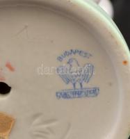 Aquincumi porcelán fésülködő akt, kézzel festett, jelzett, hibátlan, m: 23 cm