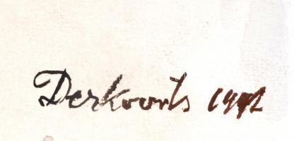 Derkovits jelzéssel: Tetőablakok. Tus-akvarell, papír, 37×30 cm