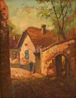 Turmayer jelzéssel: Utcarészlet. Olaj, karton, keretben, 24×19 cm