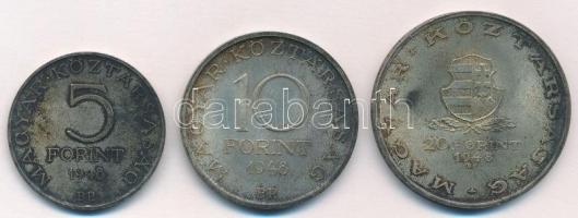 1948. 5Ft Ag "Petőfi"+ 10Ft Ag "Kossuth"+ 20Ft Ag "Táncsics"- "Sz...