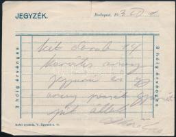 1930 Bp. VI., Kövesd Rudolf órás és ékszerkereskedő reklámos jegyzéke