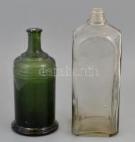 2 db régi üveg palack. 25 cm, 20 cm