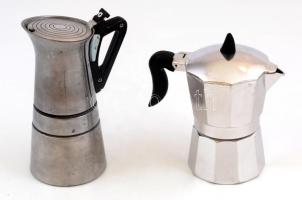 2 db kávéfőző - 3 csészés eszpresszó fém kávéfőző, eredeti dobozában, m: 15 cm + fém kotyogós kávéfőző, eredeti dobozában, m: 18 cm