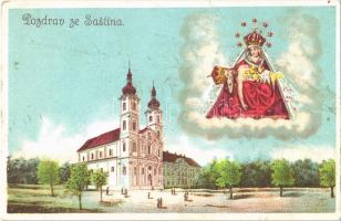 Sasvár, Sastín, Mária Sasvár, Maria-Schlossberg; Kegytemplom / church. litho (EK)