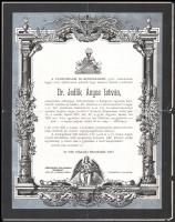 1895 Győr, Dr. Jedlik Ányos István a Pannonhalmi Szent Benedek-rend által kiadott halotti értesítője, szakadással