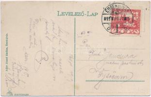 1919 Érsekújvár, Nové Zámky; Kossuth Lajos tér, Szentháromság szobor, Szálloda az Arany Oroszlánhoz....