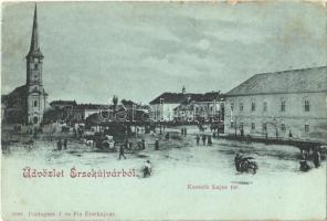1899 Érsekújvár, Nové Zámky; Kossuth Lajos tér, templom. Conlegner J. és fia 9588. / square, church (fl)