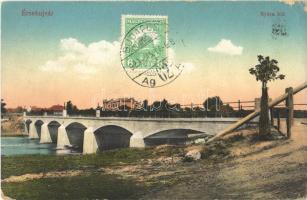 1920 Érsekújvár, Nové Zámky; Nyitra híd. 12. sz. 1915. Vasúti levelezőlapárusítás / Nitra bridge. TCV card (EK)