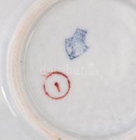 Zsolnay porcelán virágmintás mokkás készlet, részben kézzel festett, hiányos